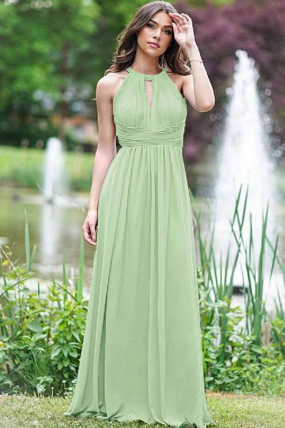 Elegant Lilac Halter Sleeveless A-Line Prom Dress with Open Back BM bride