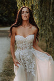Sweetheart Tulle A-Line Wedding Dress with Lace Appliques BM bride