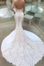 Sweetheart Mermaid Wedding Dress with Lace Appliques Bridal Gown BM bride