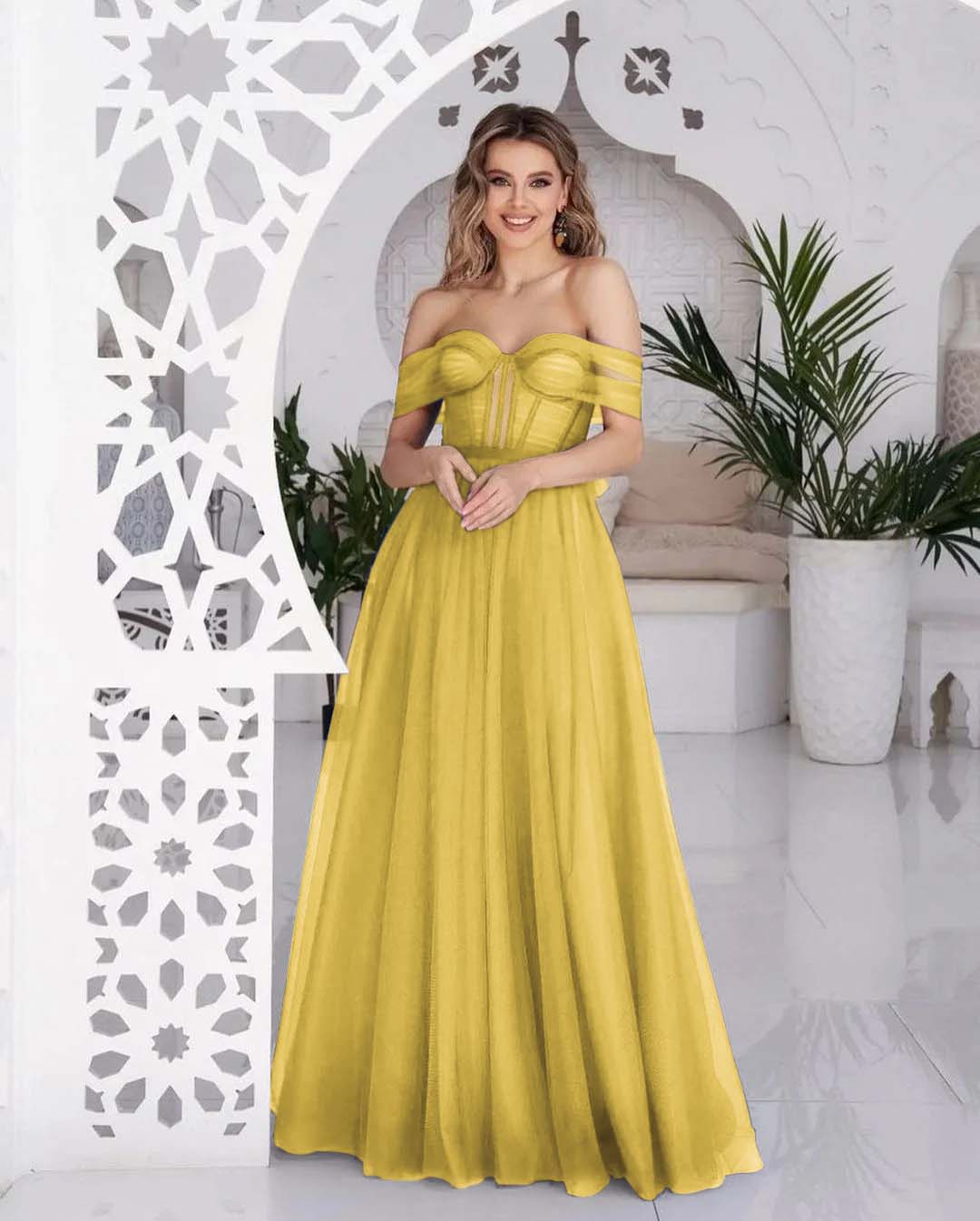Stunning Tulle Off the Shoulder Sweetheart Strapless Royal Blue Prom Dress BMBRIDE