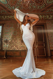 White Sweetheart Long Mermaid Prom Dress BM bride