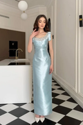 Glamorous Straps Sleeveless Long Prom Dress With Appliques Beading