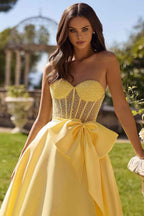 Sleeveless Sweetheart Strapless Long Prom Dress With Bowknot