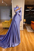 High Neck Long Sleeves Mermaid Prom Dress with Beadings and Ruffles BM bride
