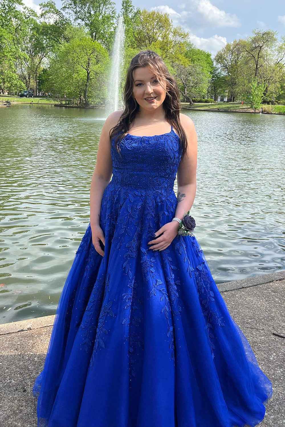 Princess Yellow Spaghetti Straps Prom Dress