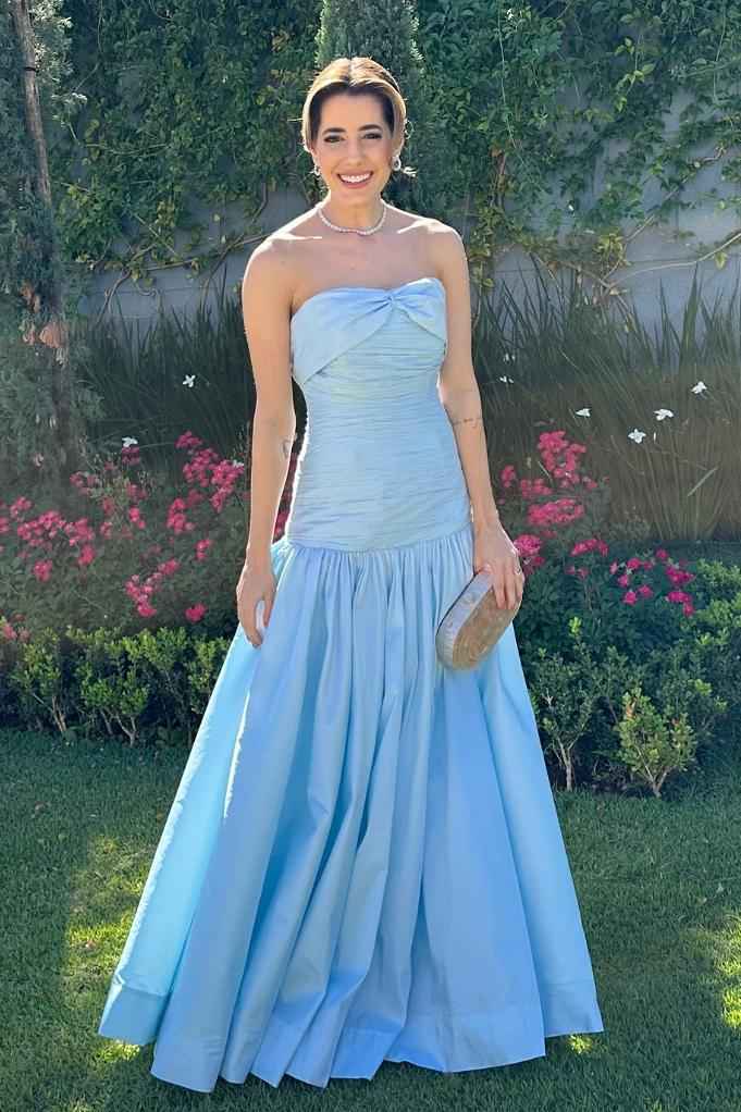 Chic Strapless Sleeveless Long Prom Dress With Pleated Bowknot