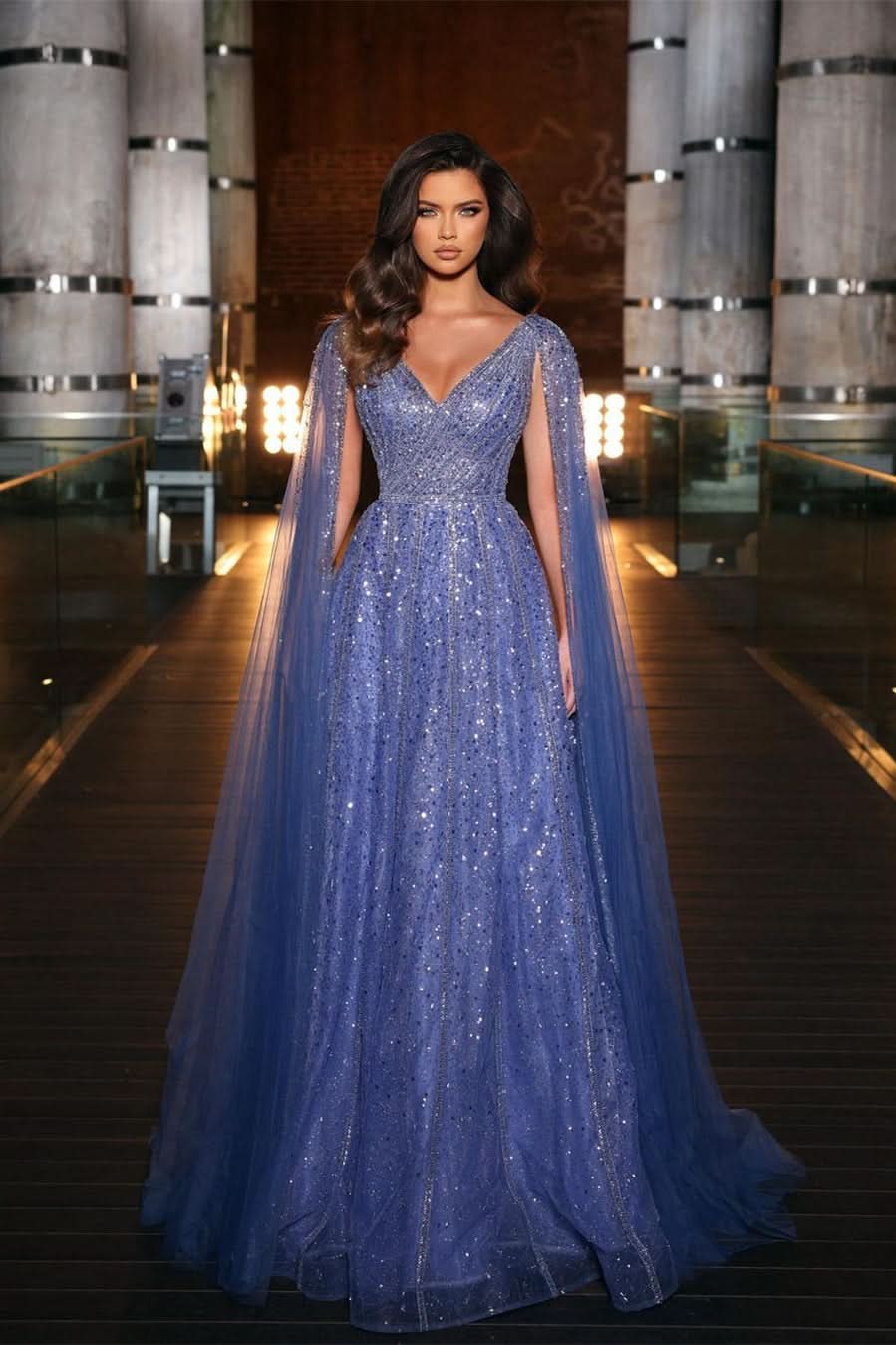 Charming Lavender Evening Dress Prom Dress with V-Neck Wide Straps Sequins BM bride