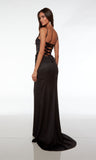 Formal Long Plunging Neckline Spaghetti Strap High Slit Dress BM bride