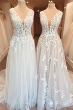 Sweetheart A-Line Wedding Dress Open Back Ruffles With Appliques Lace BM bride