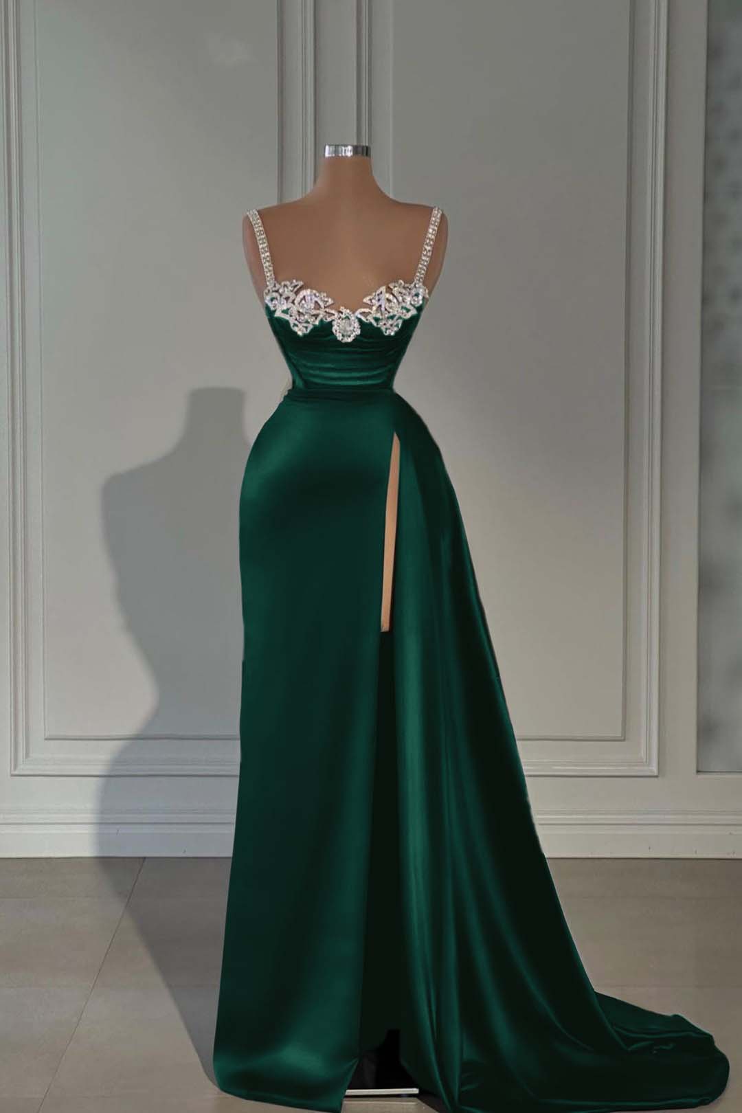 Spaghetti Strap Sleeveless Long Mermaid Prom Dress With Split