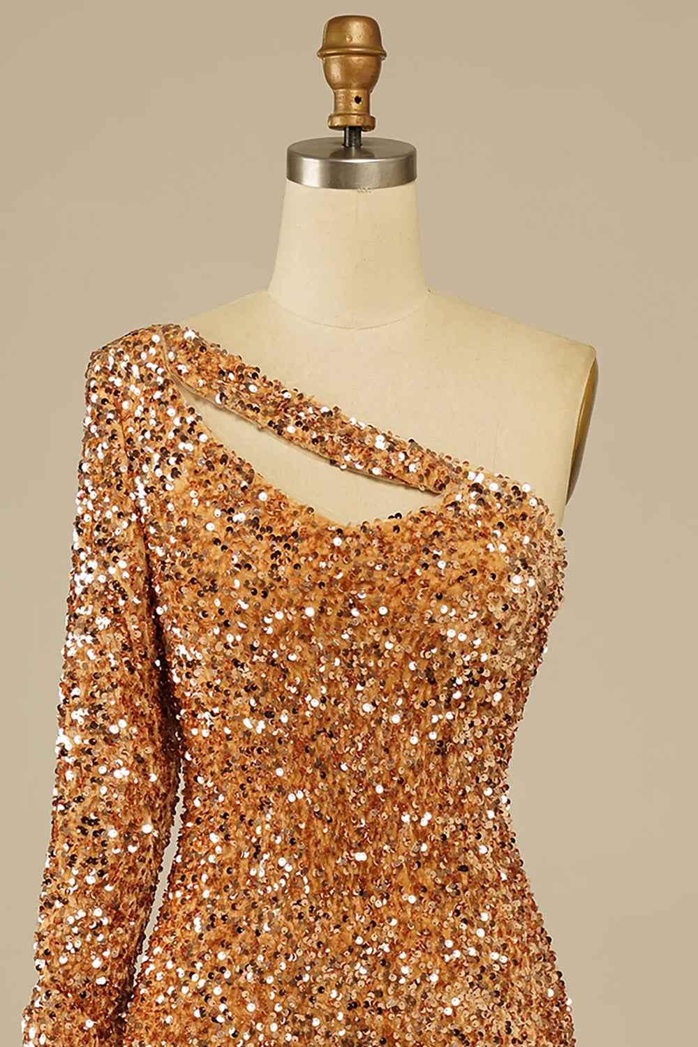 Purple Cut Out Open Back One Shoulder Sequins Homecoming Dress