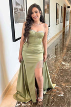 Sweetheart Sleeveless Spaghetti Strap Long Prom Dress With Beading
