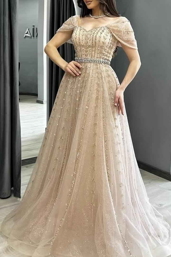 Off the Shoulder Strapless Sleeveless Long Prom Dress With Beading
