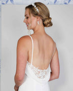 Lace Back Spaghetti Strap White Chiffon Sleeveless Mermaid Prom Dress