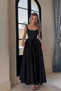 Spaghetti Strap Sleeveless A Line Long Prom Dress With Pleated