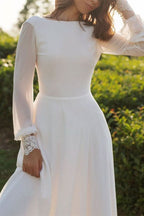 Long Sleeve Backless Chiffon Wedding Dress BM bride
