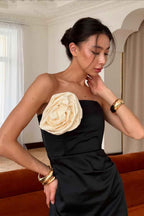 Black Sleeveless Strapless Long Mermaid Prom Dress With Pleated