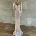 Sexy Sequined V-Neck Mermaid Prom Dress with Long Sleeves BM bride