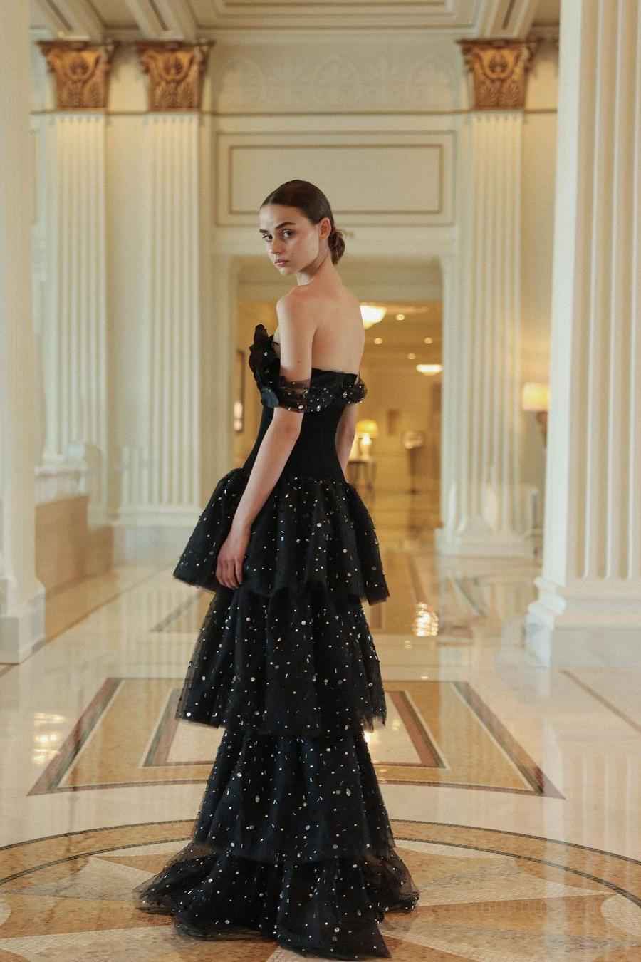 Tulle Off the Shoulder Sleeveless Long Prom Dress With Sequins