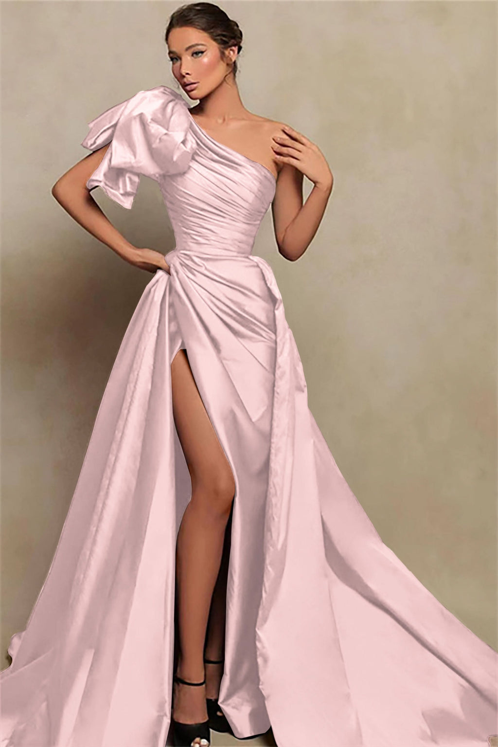 Vintage Burgundy One-Shoulder Mermaid Prom Dress with Slit BM bride