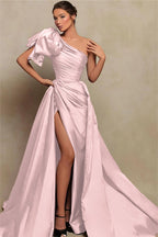 Vintage Burgundy One-Shoulder Mermaid Prom Dress with Slit BM bride