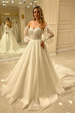 Sweetheart Bubble Sleeve Tulle Wedding Dress with Lace BM bride