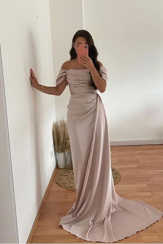 Strapless Off-The-Shoulder Mermaid Prom Dress with Ruffles BM bride