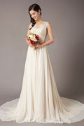 Champagne Lace Chiffon Wedding Dress BM bride
