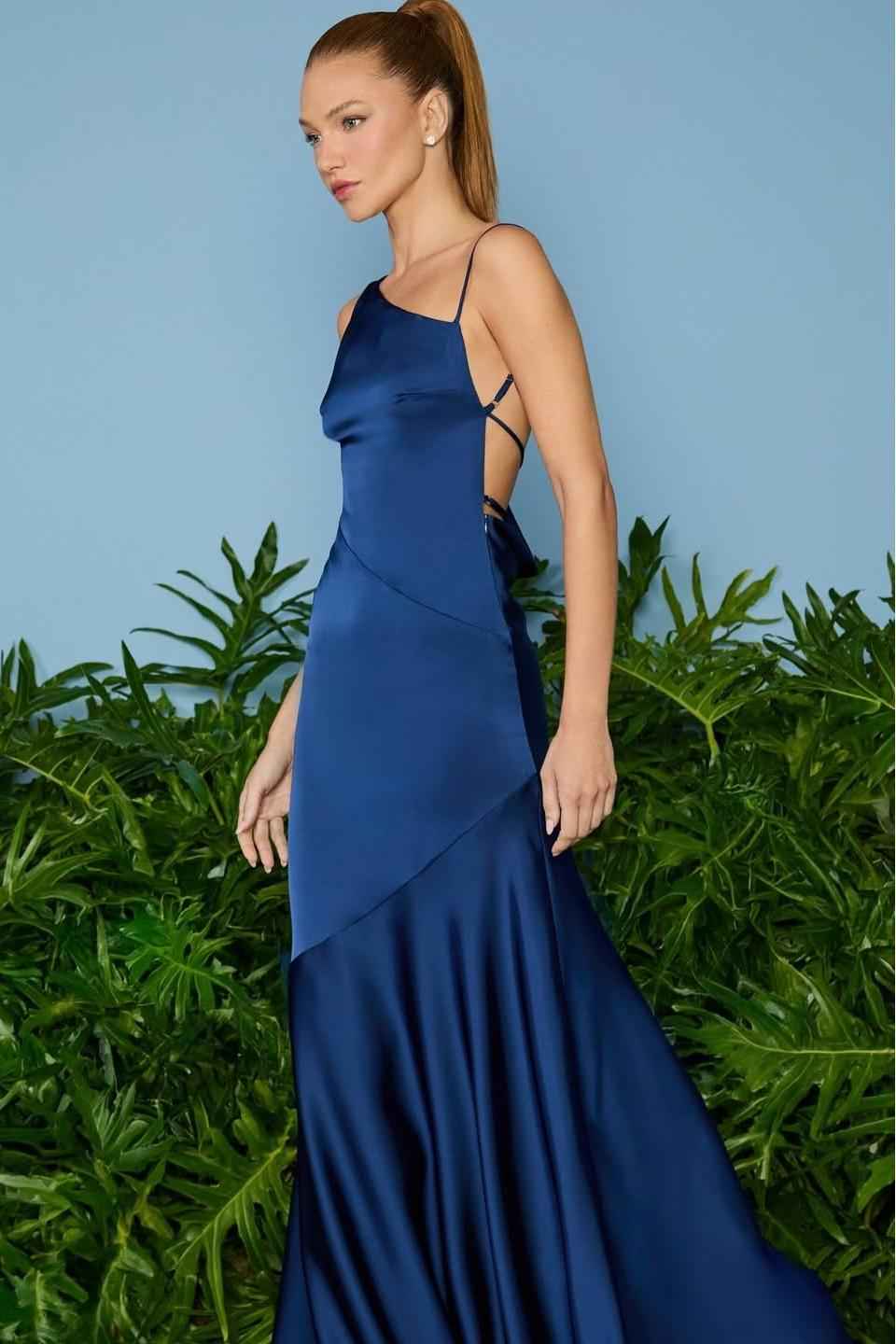 One Shoulder Sleeveless Backless Long Mermaid Prom Dress With Pleated