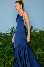 One Shoulder Sleeveless Backless Long Mermaid Prom Dress With Pleated
