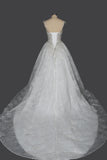 Strapless Sleeveless Sweetheart Pleated Ball Gown Wedding Dress with Sequins BM bride