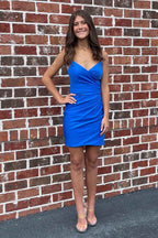 Simple Fuchsia Lace-Up Back Tight Short Homecoming Dress