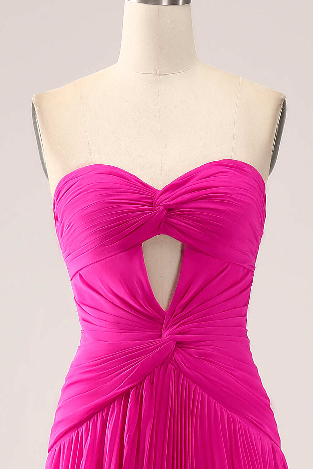 Gorgeous Fuchsia Strapless Cut Out Draped Pleated Prom Dress BMBRIDE