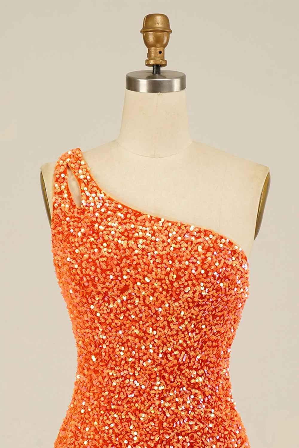 Orange Open Back One Shoulder Sequins Tight Homecoming Dress Bmbride