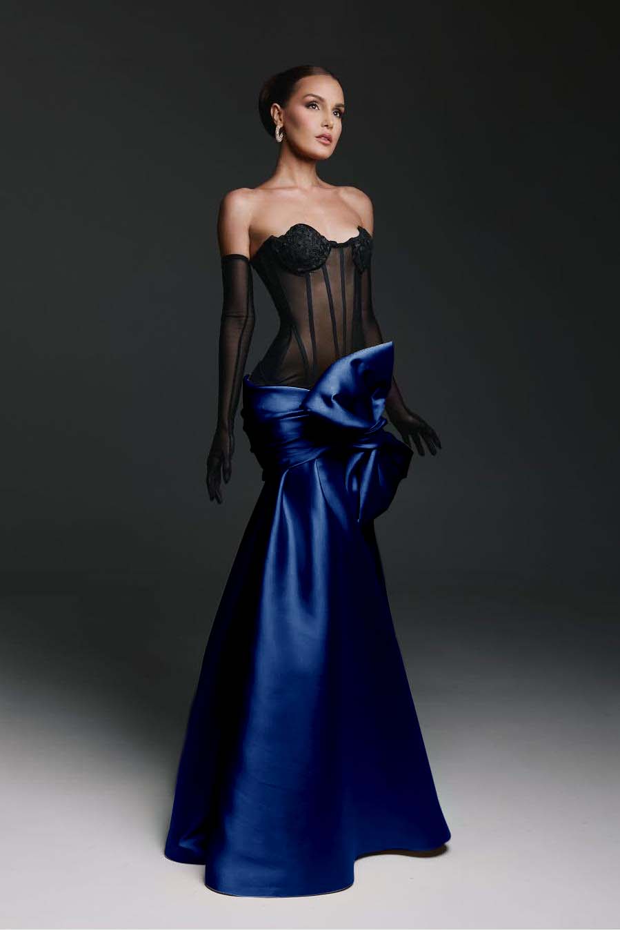 Strapless Sweetheart Sleeveless Long Mermaid Prom Dress With Gloves BMBRIDE