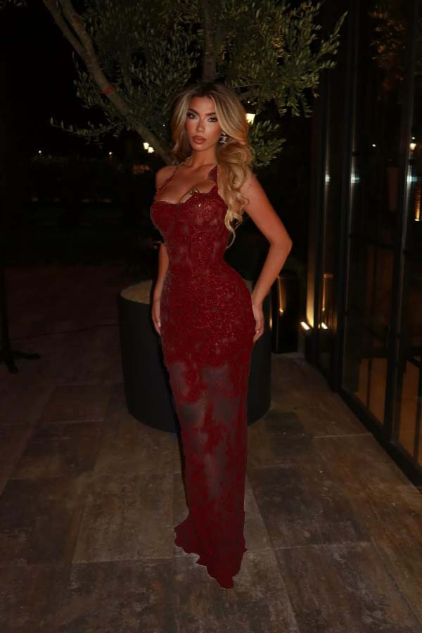 Halter Sleeveless Long Mermaid Prom Dress With Lace Embroidery BMBRIDE