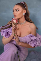 Off the Shoulder Sleeveless Long Mermaid Prom Dress With Pleated
