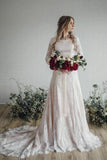 Vintage-Inspired Long Sleeve Lace A-Line Wedding Dress BM bride