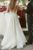 V-Neck Sleeveless Tulle Wedding Dress BM bride