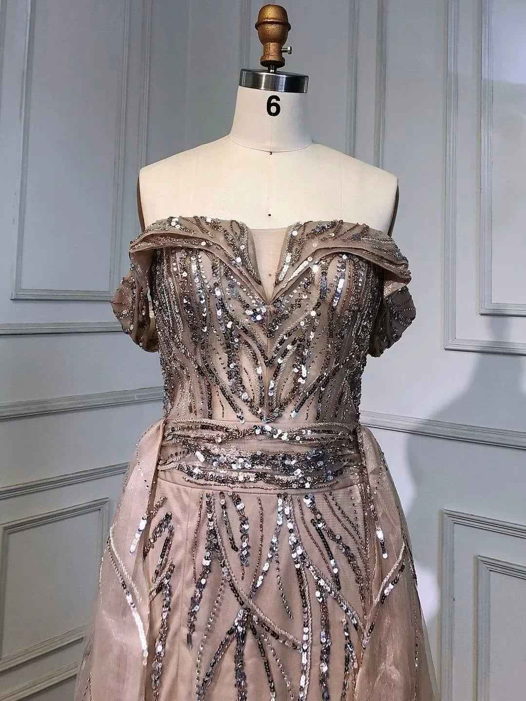Graceful Bead Embroidery Off the Shoulder Strapless Green Long Prom Dress