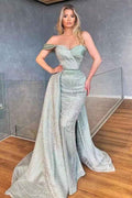 Pretty Dustry Sage One Shoulder Sweetheart Mermaid Prom Dress With Ruffles