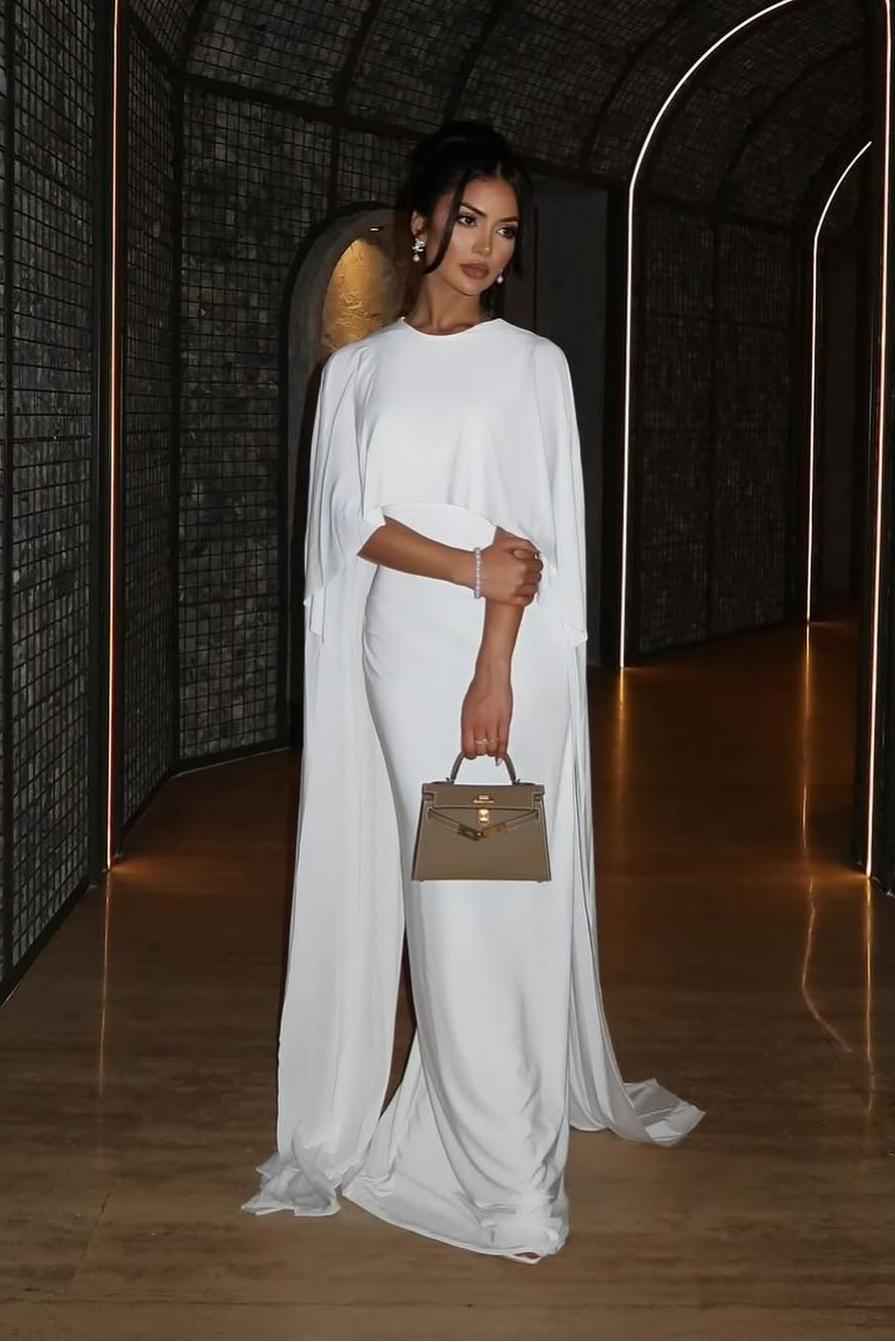 Shinning White Sleeveless Pleated Long Prom Dress With Shawl