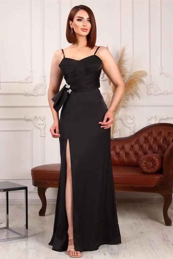 Mermaid Elegant Sleeveless Prom Dress Front Split With Spaghetti Straps