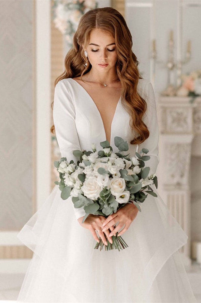 Long Sleeve Tulle Wedding Dress BM bride