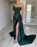 Glamorous Green Strapless Prom Dress Long Beading Mermaid Dress BM bride