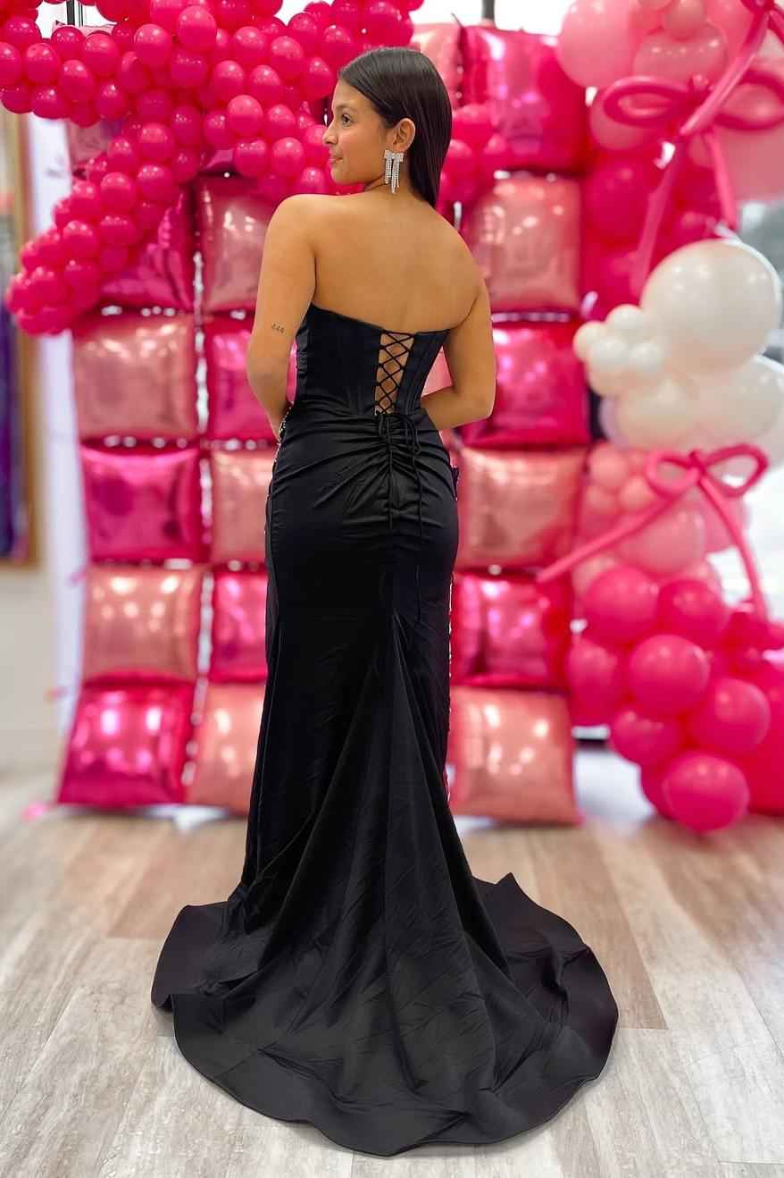 Strapless Sleeveless Long Mermaid Prom Dress With Split Beading