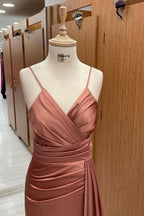 Elegant V-Neck Spaghetti-Straps Mermaid Evening Dress On Sale BM bride