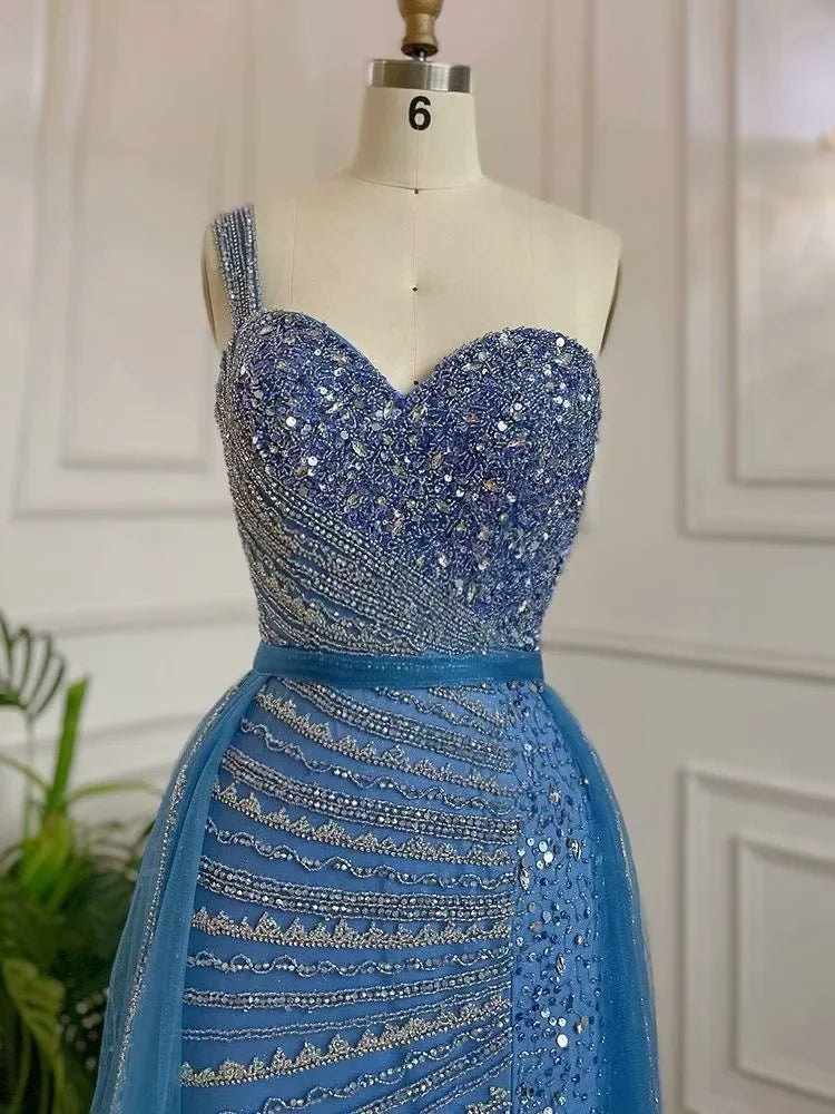 Gorgeous Lavender One shoulder Bead Embroidery Customizable Floor Length Prom Dress
