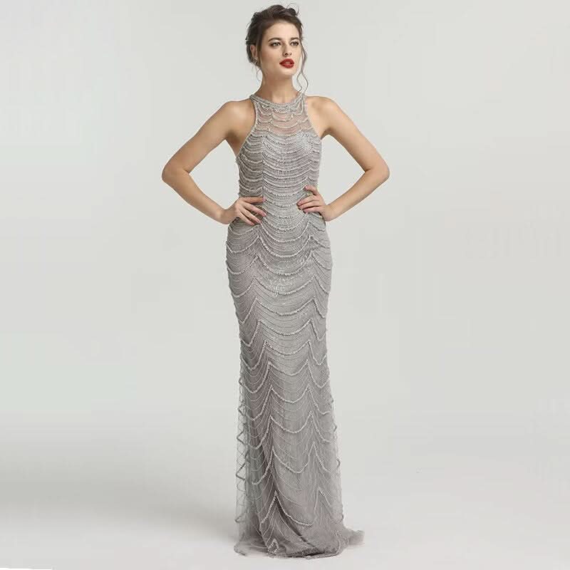 Black Sequin Tulle Mermaid Prom Dress with Sleeveless Design BM bride