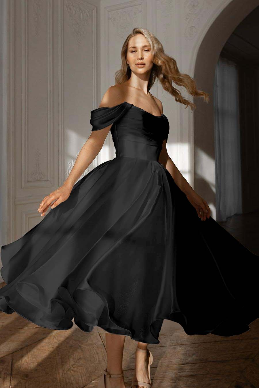 White Off the Shoulder Sleeveless Long Prom Dress With Pleated